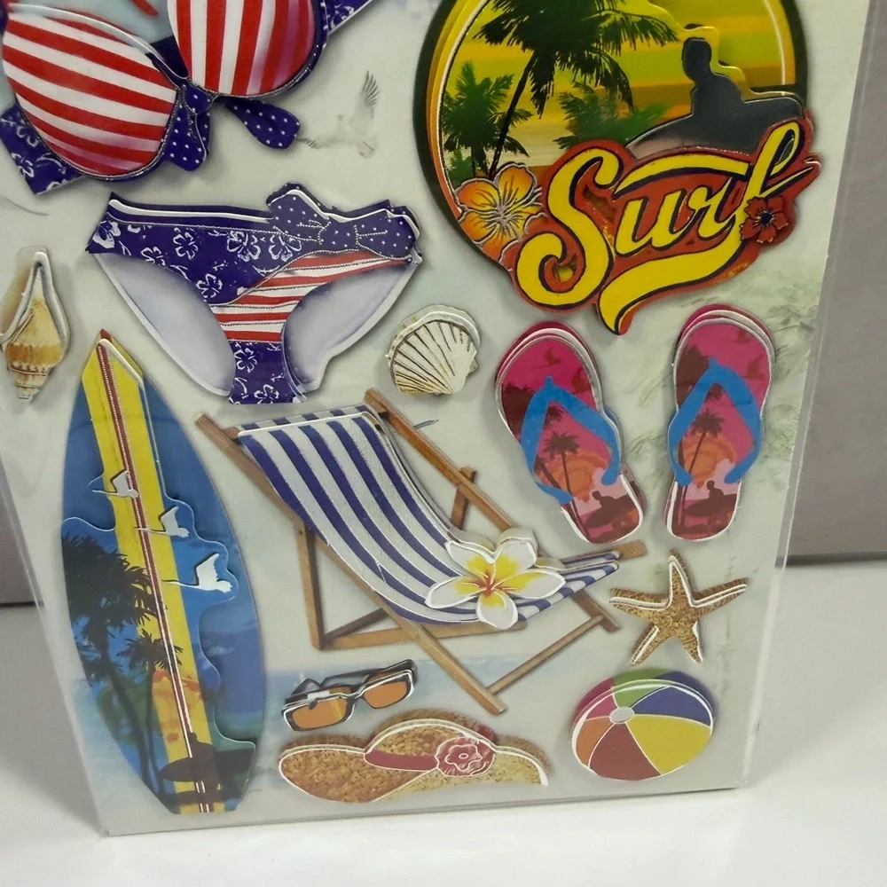 🩷5/$10 Crafters Square Summer Surf Pop-Up Stickers - Beach Colors